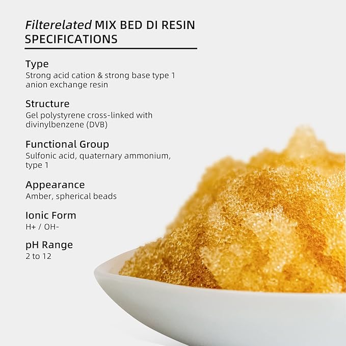 Filterelated Mixed Bed Deionized Di Resin Filter Fill, Suitable For Spotless Car Wash System Filter Change, Tds Filter, Aquarium Filter, Deionized Car Wash,5 Liters