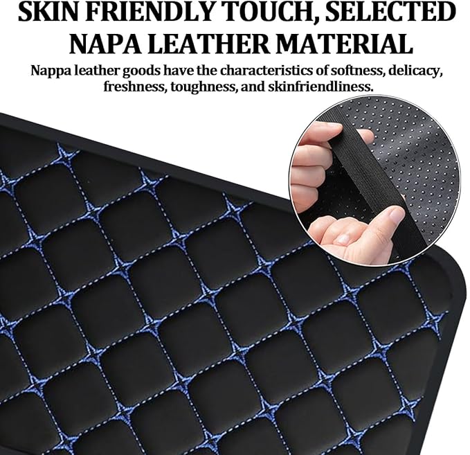 Car Center Console Cushion Pad, Comfortable PU Leather Vehicle Armrest Seat Box Cover, Waterproof Automotive Interior Arm Rest Protector Accessories, Universal Fit (Black/Blue)
