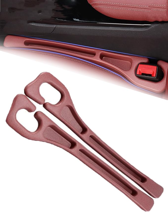 LONVEAR 2PCS Car Seat Gap Filler - Dual Slot Car Side Seat Gap Filler Organizer, Car Seat Gap Fillers with Seat Belt Holes, Fit Car Suv Truck, Stopping Phone Key from Falling (Red)