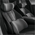 Car Lumbar Support Pillow and Car Neck Pillow Kit for Volvo EC40 2021 2022 2023 2024 2025 2026, Car Seat Neck Back Rest Pillows, Ergonomic Car Seat Headrest & Lumbar Cushion,B Grey