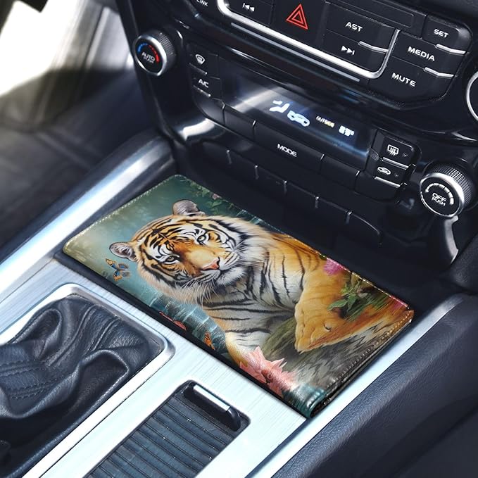 Tiger Animal Butterfly Flowers Floral Car Registration and Insurance Holder Vehicle Glove Box Organizer Car Accessories Wallet Case for Women Men 202a0187