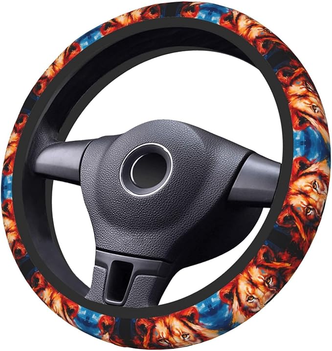 Cool Lion Neoprene Steering Wheel Covers Women Men Car Accessories, Universal 15 Inch Fit Auto, Suvs, Truck