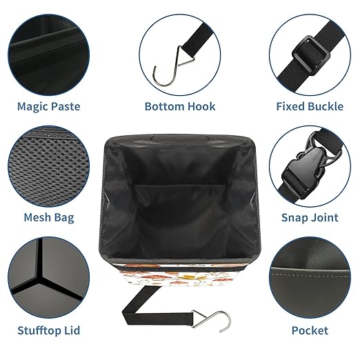 GVGHIDZ Car Trash Can – Multi-Purpose, Lightweight and Portable with Durable Water-Resistant Coating, No Installation Required, Practical and Ample Capacity, Variety of Colors.Mushroom