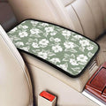 Hibiscus Flower Print Center Console Cover Tropical Floral Comfortable Armrest Pad Protector Car Accessories, Green Scratch Resistant Middle Arm Rest Console Covers
