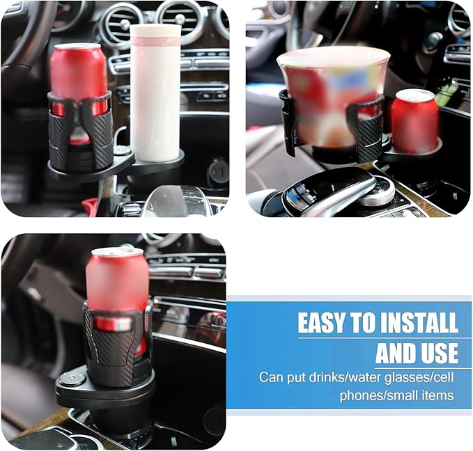 Adjustable Expandable Cup Holder for car Most Cars Trucks SUVs.-Car Cup Holder Expander fit cola Coffee Cups,2 in 1 cupholder Expander Compatible with Big Paper Bucket. (BJ-2388)