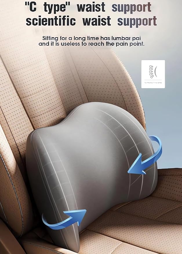 Car Headrest & Lumbar Support Cushion 2025 Upgrade Comfort Memory Foam Car Backrest and Neck Pillow Ergonomic Car Headrest & Lumbar Support for Driving Car Support Cushion for Office Chair Car (Black)