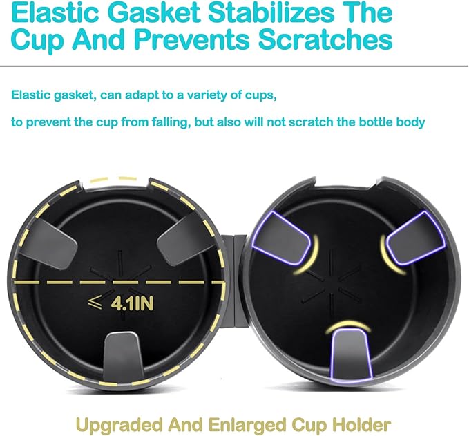 Water Cups Holder Expanders 2 in 1 Cup Holders Drinks Storage Expander Case for Cars Trucks Autos Universal Car Cup Holder for,Insert with Expandable Base, Fits Yeti, Hydroflask, Large Water Bottles