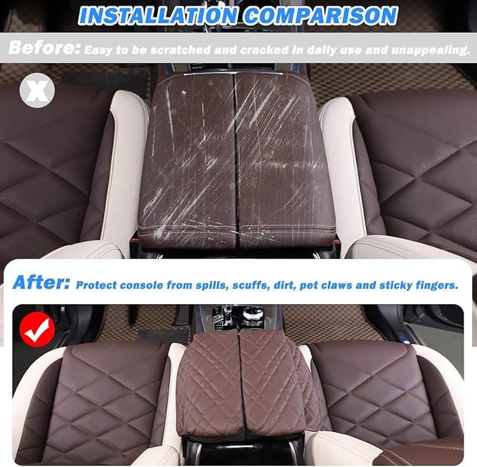 Car Center Console Pad for BMW X5 G05 X6 G06 X7 G07 2019-2023 Car Armrest Cover Leather Cushion Waterproof Car Armrest Seat Box Protector Accessories (Style A)