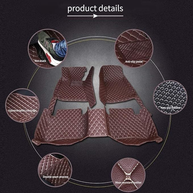 Custom Car Floor Mats for 96% Sedan SUV Sports Car Protection Full Coverage Pads Anti-Slip Leather Floor Lining All Weather Car Floor Mats (Black Beige and Beige)