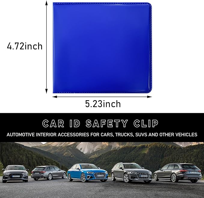 Ziciner Car Registration and Insurance Holder, 5.2"× 4.7" Premium Auto Glove Box Organizer with Closure, Essential Vehicle Document Holder for Card, Driver License (Blue)