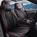 BYXN Car Seat Covers for Jeep Wrangler 2000-2026,Breathable Nappa Leather Car Seat Protector,Front Seat Cover with Pillow Automotive Seat Cushion with Airbag Compatible(Front Seats,Black-Red)