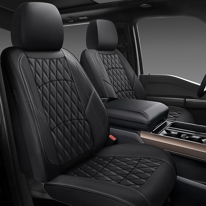 NS YOLO Leather Car Seat Covers,Universal Fit for Most Cars,SUVs and Sedans,Waterproof Luxury Leatherette Cushions, 5 Seats Protectors (Black, Full Set-5 Seats(Front and Rear))