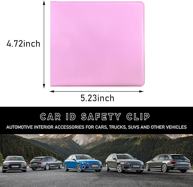 Ziciner Car Registration and Insurance Holder, 5.2"× 4.7" Premium Auto Glove Box Organizer with Closure, Essential Vehicle Document Holder for Card, Driver License (Pink)