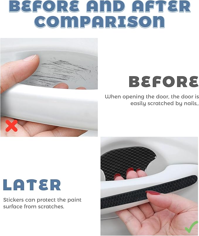 8PCS Car Door Handle Protector,Car Accessories Reflective Anti-Scratch Auto Door Handle Cup Protector,Self-Adhesive Scratch Collision Protection Guard,Fit for Cars,SUVs,Trucks, RVs,Etc (Black)