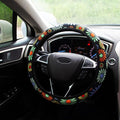 Steering Wheel Cover for Women Boho Universal Steering Wheel Covers Protector Car Accessories for Car 15 inch (Sunflower)