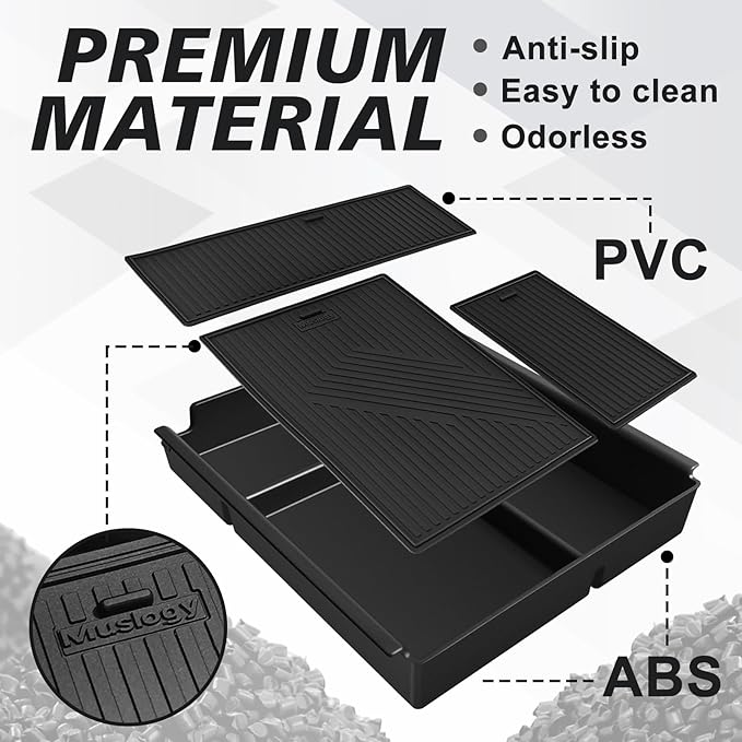 Muslogy Center Console Organizer Compatible with 2020-2025 Chevy Silverado/GMC Sierra 1500 2500HD 3500HD Accessories Storage Insert Box Console Armrest Divider(Jump Seat ONLY) - Upper Organizer