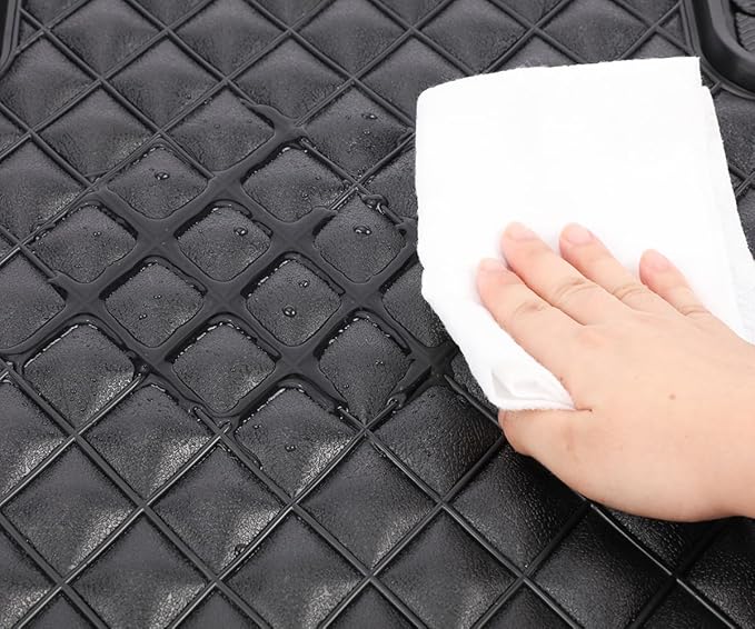 Universal Trim-to-Fit Car Floor Mats for Cars Trucks SUVs Rubber Non-Slip Waterproof All Weather Protection Floor Liner-Black