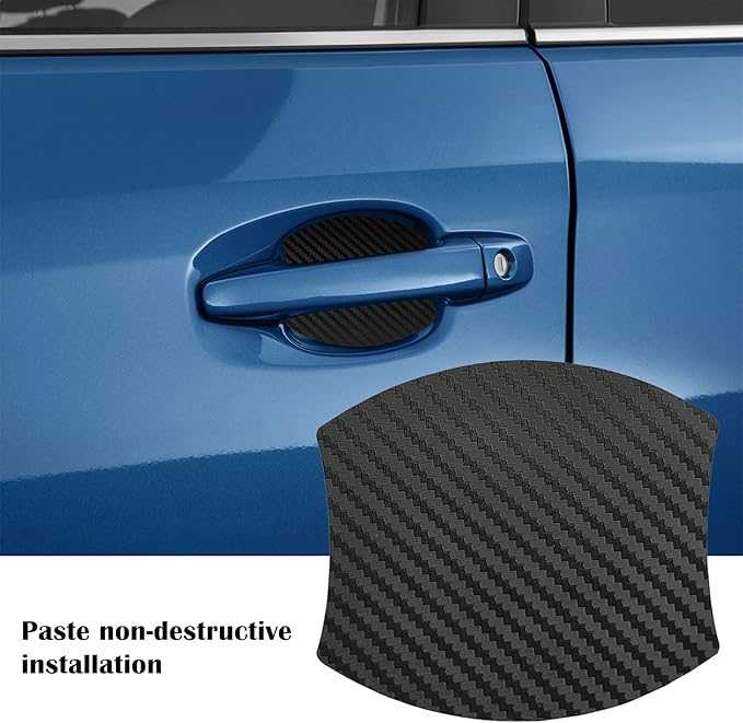 kingsea 4PCS Car Door Handle Scratch Protector, Removable Magnetic TPU 3D Carbon Fiber Texture Car Door Handle Paint Scratch Protector Sticker Universal (Style 1)