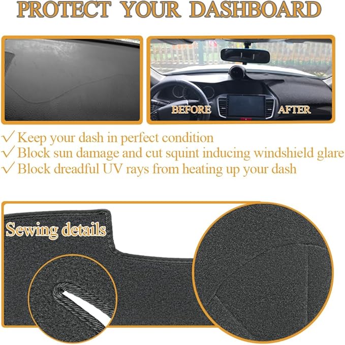 Dash Cover Mat Custom Fit for Toyota Camry 2002 2003 2004 2005 2006 with Cutout for Sensors and Dash Speakers, Dashboard Cover Pad Carpet(02-06 Gray Black) J40