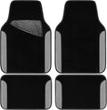 CAR PASS Rainbow Waterproof Universal Fit Faux Leather Car Carpet- Anti-Slip Nibbed Backing Floor Mats for SUV, Vans, Sedans, Trucks, Automotive Set of 4 (Black with Gray)