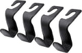Seat Hooks for Purses and Bags, 4 Pack Car Purse Holder for Grocery Bag Handbag Clothes, Metal Headrest Hooks Covered by Leather, Black