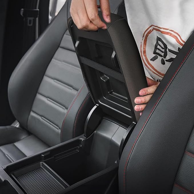 AOMSAZTO Console Covers for 2019-2024 2025 2026 Nissan Altima Armrest Covers for Nissan Altima Black with Black Stiches