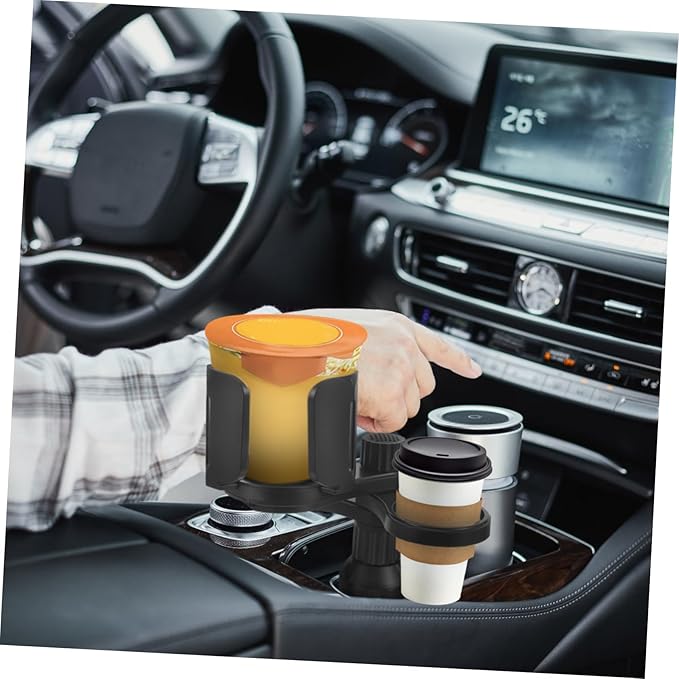 Happyyami Car Cup Holder Expander Tray with Rotatable Large Drink Rack Non Slip Vehicle Mounted Organizer for Meals Snacks and Water Bottles Durable Car Supply Accessory
