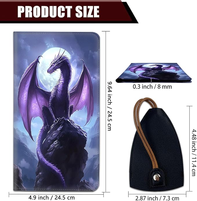 Car Document Holder with Magnetic Shut, Car Registration and Insurance Card Holder, Vehicle Glove Box Organizer Documents, Driver License, Auto Paperwork Organizer Wallet, Purple Dragon Moonlight