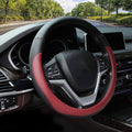 Valleycomfy Microfiber Leather Steering Wheel Cover Universal 15 inch(Wine Red)