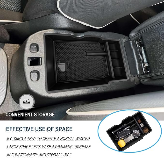 Ruiya Fiat 500X Center Console Organizer for Fiat 500X Accessories ABS Material Armrest Console Organizer Compatible with 2016-2023 Fiat 500X