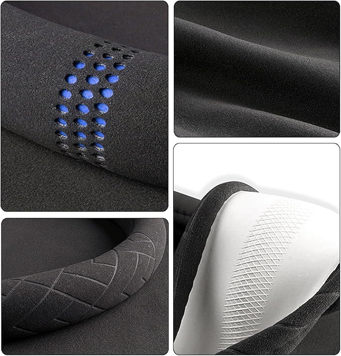 Car Suede Steering Wheel Cover, Non-Slip Protector for Auto Steering Wheel with Grid of The Correction Marker, Breathable Universal Automotive Accessories, Fitting 14.5-15 inch