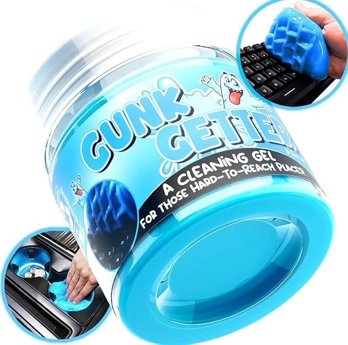 PeerBasics Gunk Getter, Cleaning Gel for Those Hard to Reach Places, Automotive Cup Holder Electronic Keyboard Office, Slime Gel Cleaner Dust Crumb Removal (Jar, Blue, 3.5oz)