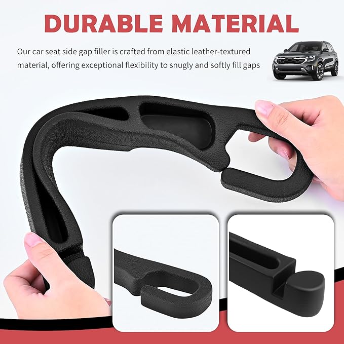 2PCS New Car Seat Gap Filler Organizer with Car Glass Breaker,3 in 1 in Between Cars Seat Catcher with Hook & Storage Slot,Universal Cars Side Seats Gap Fillers with Seats Belt Holes
