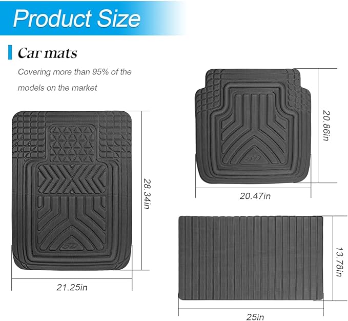 Mandark Car Floor Mats Full Set, 5PCS Deep Dish All Weather Waterproof Heavy Duty Vehicle Pad, Automotive Interior Protection Flooring Liner Accessories, Universal for SUV Sedan Truck (Black)