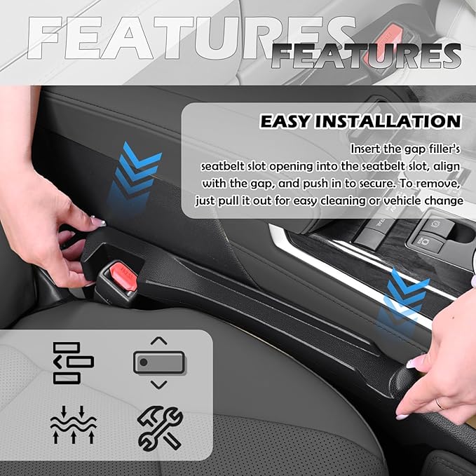 OFBAND 2-in-1 Upgraded Car Seat Gap Filler with Hook,2PCS Double Side Car Seat Gap Plug with Storage Slot,Universal in Between Cars Seats Catcher Cars Interior Accessories