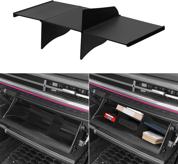 LUCKEASY Glove Box Divider for Hyundai Santa Fe 2026 2025 2024 Organizer Divider for Santa Fe Accessories ABS All-Weather Waterproof Black