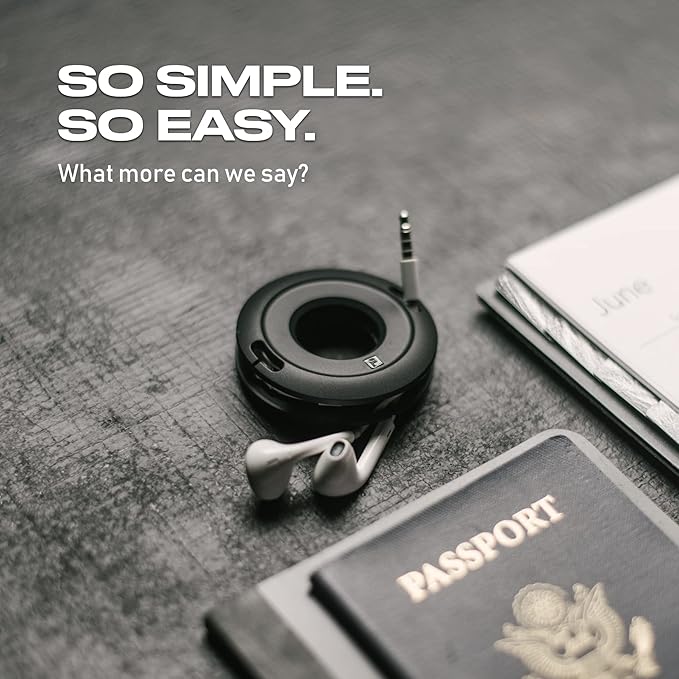 Side Winder Mini and Max Headphone, Earbud and Charging Cable Winder and Organizer Perfect for Wrapping Earbuds and Cords for Travel and Organization 2-Pack (Black, Mini)