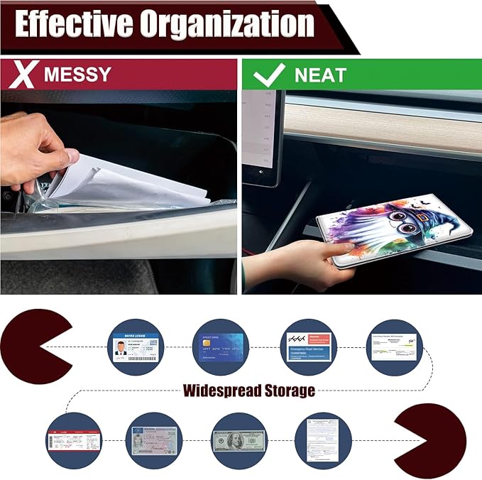 Car Registration Holder, PU Leather Vehicle Glove Box Organizer for Driver License, Document, Car Insurance Holder with Magnetic Shut, Auto Paperwork Wallet Case Accessories, Ghost Witch Hat Halloween