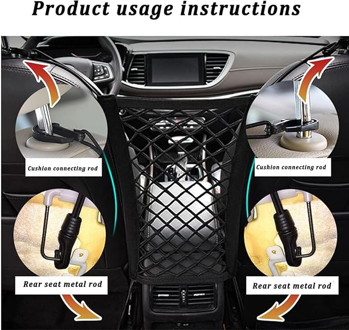 Car Mesh Organizer 3-Layer for Mazda CX-30 2020-2023, Elastic Seat Back Net Bag with Pet Barrier Purse Tissue Holder for Backseat Storage