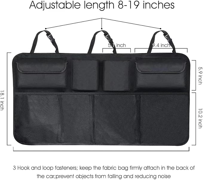 Large Capacity Backseat Trunk Organizer for Chevrolet Equinox EV 2024, Car Trunk Organizer, Collapsible Car Storage Bag with 8 Pockets