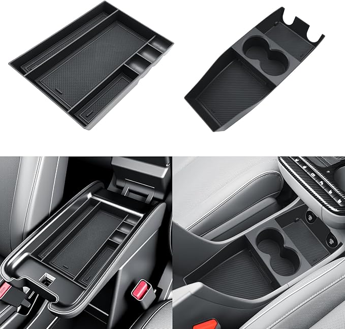 SKTU 2PCS for 2025 2026 Ioniq 5 Center Console Organizer for 2025 2026 Hyundai Ioniq 5 Accessories Console Tray & Lower Console Tray Ioniq 5 ABS Console Organizer with Coin Holder (Not fit Ioniq 5 N)