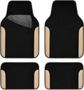 CAR PASS Waterproof Car Floor Mat, Universal Fit Car Mats with Driver Heel Pad, Leather Car Carpet, Anti-Slip Nibbed Backing Floor Mats for SUV, Vans,Sedan,Truck, Automotive Floor Mats (Black Beige)