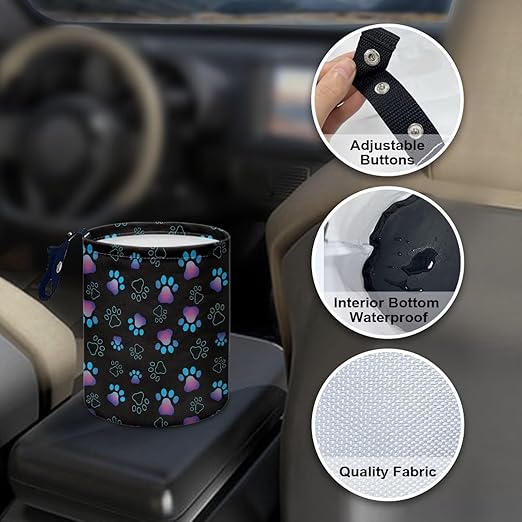 Brosoneto Dog Paw Car Trash Can, Car Trash Bag, Hanging Car Organizer and Storage Bag, Trash Bin Collapsible Universal Fit for Car Accessories, Vehicle, Travelling, Camping Trash Container
