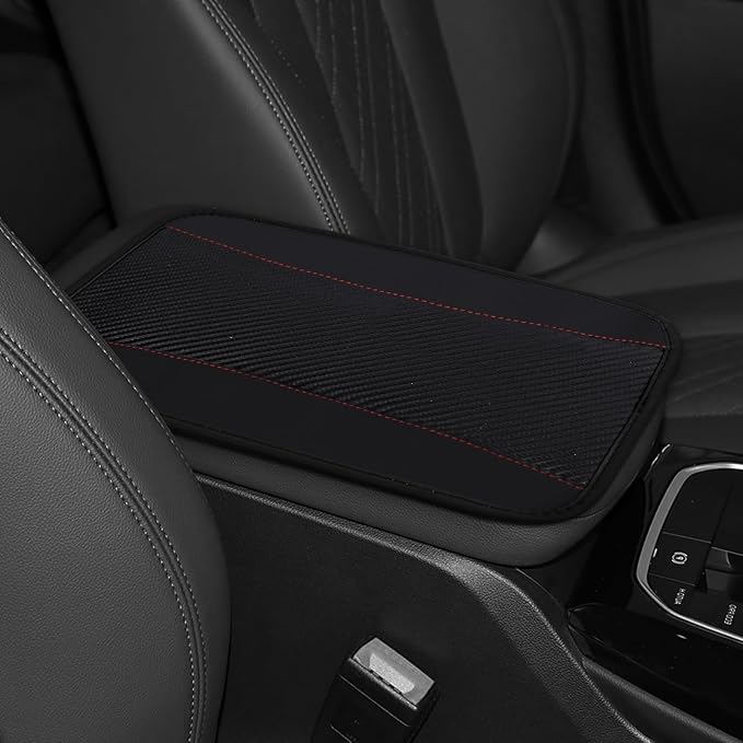 Hovom Car Center Console Cover, 12.72"×7.15" Leather Armrest Cover for Cars, Stylish Auto Armrest Cushion Pad, Anti-Scratch Vehicle Arm Rest Protector, Universal Interior Car Accessories (Black)