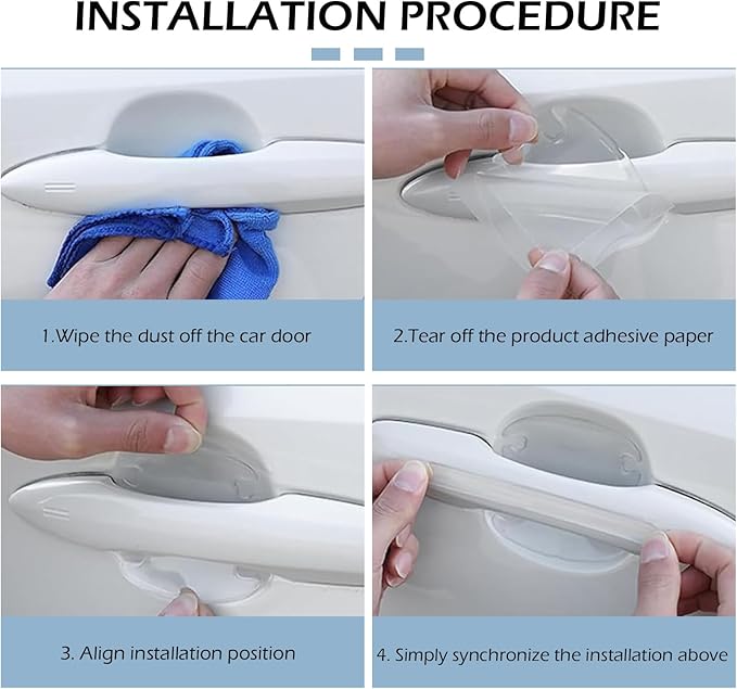 4 PCS Car Door Handle Protector, Anti-Scratch Door Bowl Paint Guard Stickers, Drip Glue Waterproof Auto Handle Protective Film, Universal Fit for Most Cars (Transparent #4PCS)