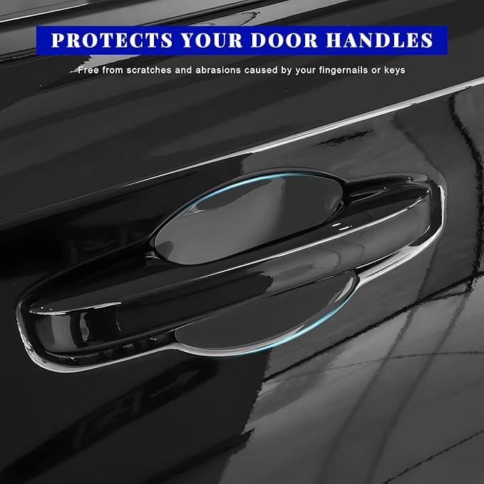 8PCS Car Door Handle Protector, Waterproof Anti-Scratch Film Clear Invisible Auto Door Bowl Sticker, Non-Marking Self Adhesive Handle Cup Scratch Guard for Most Vehicles (8 PCS)