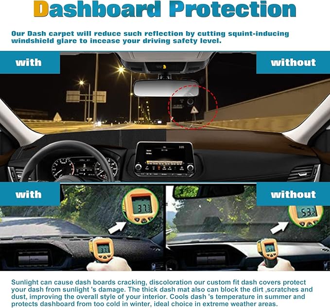 x xotic tech Center Console Dashboard Mat Pre-Cut Non-Slip Sunshield Sun Glare Protector Dash Carpet Pad Black Cover Compatible with Nissan Rogue 2021 2022 2023 2024 2025 2026