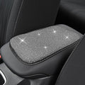 11.9''×8.4'' Bling Car Center Console Cover, Crystal Rhinestone Arm Rest Protective Cushion Pad, Diamond Soft Elbow Pillow, Auto Interior Decoration Accessories for Women Girls (White)