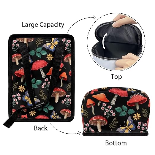 Car Trash Can with Lid Leak Proof Cars Trash Bag Hanging Sedan Garbage Can Accessories Multipurpose Storage Container for Back Seat, Forest Mushroom Floral