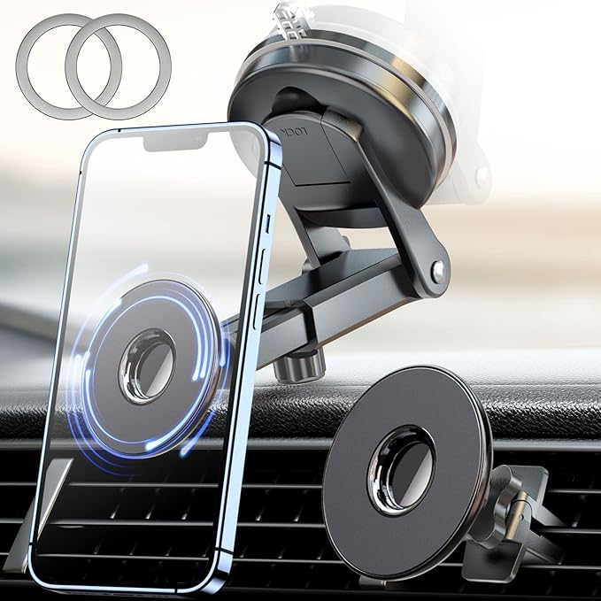 eSamcore Retractable Magnetic Car Mount for iPhone 15/14/13 Pro Max and Magsafe Case, Black